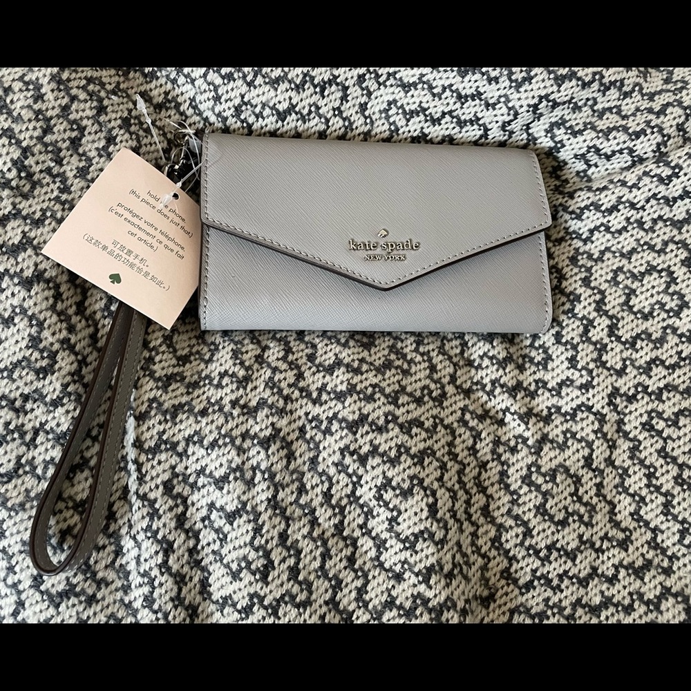 Saffiano Gray IPhone Wristlet Kate Spade NWT